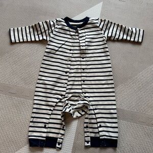 MUJI Navy and White Striped Kids Footie